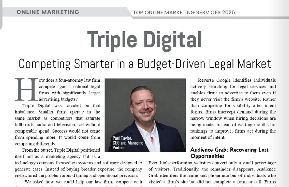 Triple Digital Featured in Manage Marketing Magazine for Innovation in Legal Marketing