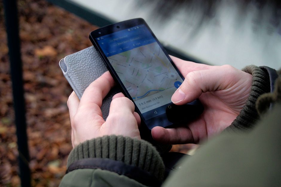 smartphone displaying local map search results for attorneys